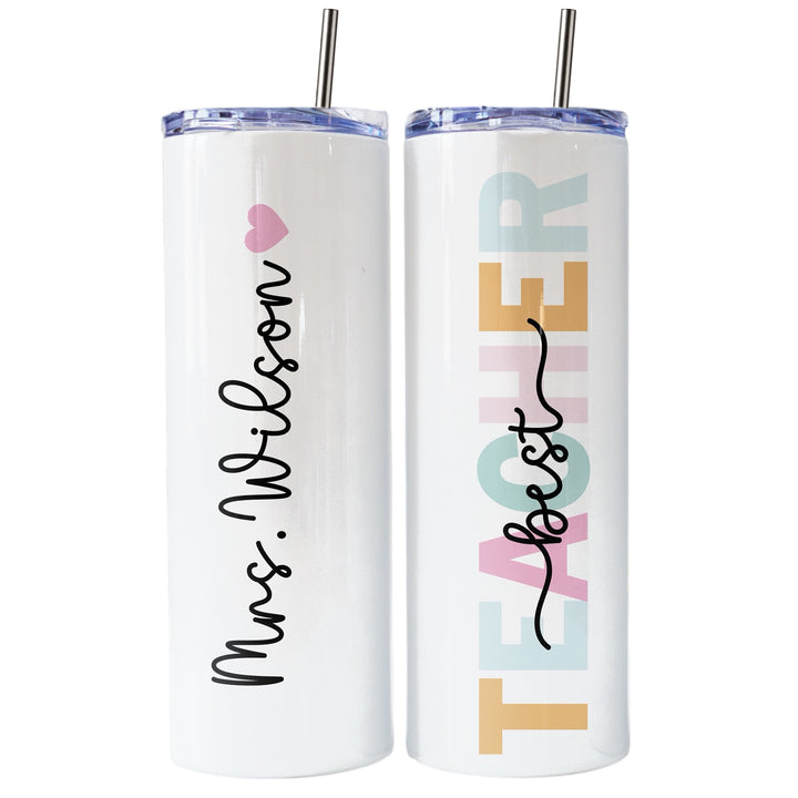 Personalized Best Teacher Tumbler | Custom Skinny Tumbler