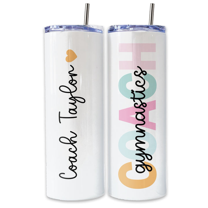 Personalized Gymnastics Coach Tumbler | Custom Skinny Tumbler