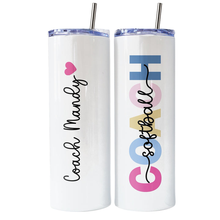 Personalized Softball Tumbler | Custom Skinny Tumbler