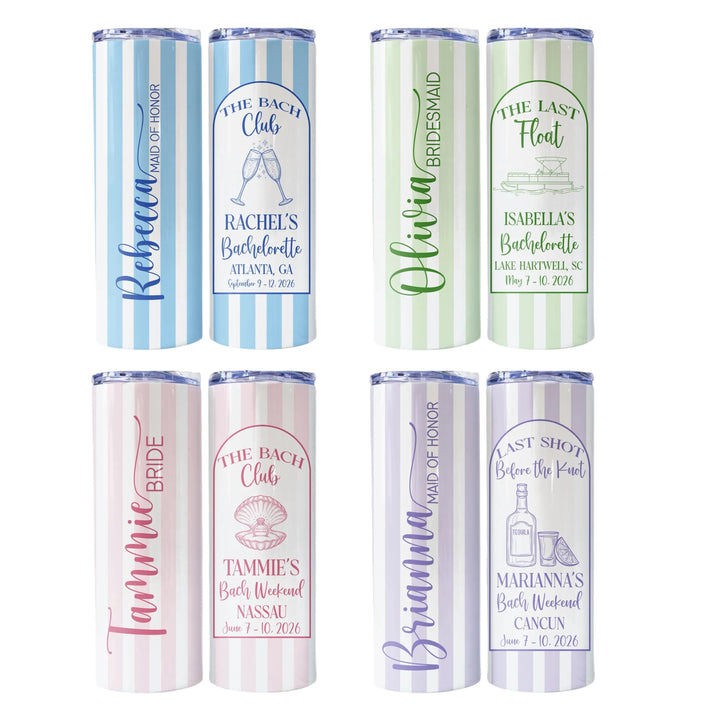 Personalized Bachelorette Tumblers | Custom Bride & Bridesmaid Cups | Bach Weekend Party Tumblers | Matching Bridal Party Gift