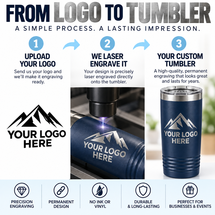Custom Logo 20 oz Tumbler | Laser Engraved Business Tumblers