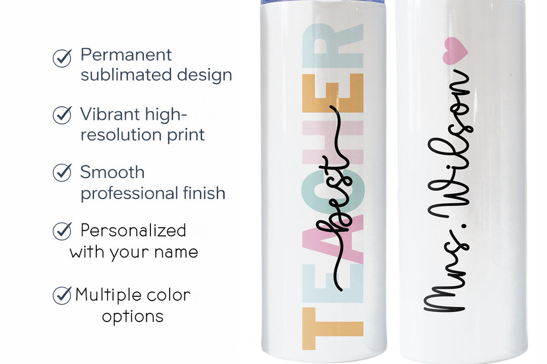 Personalized Best Teacher Tumbler | Custom Skinny Tumbler