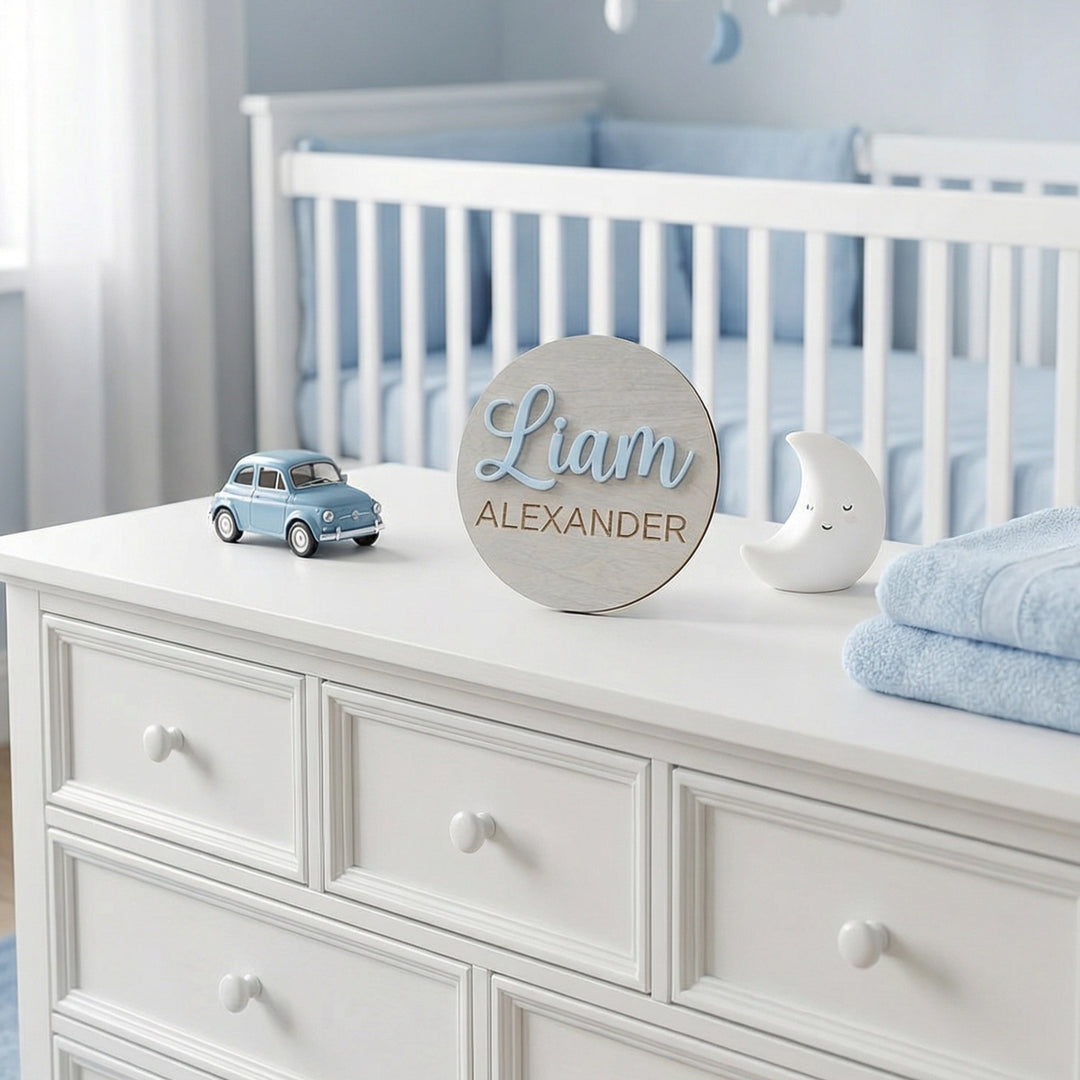 Personalized Wooden Birth Announcement Sign Set (Set of 2) – Hospital Newborn Photo Plaques