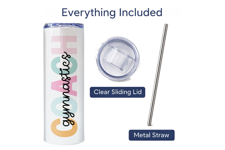 Personalized Gymnastics Coach Tumbler | Custom Skinny Tumbler