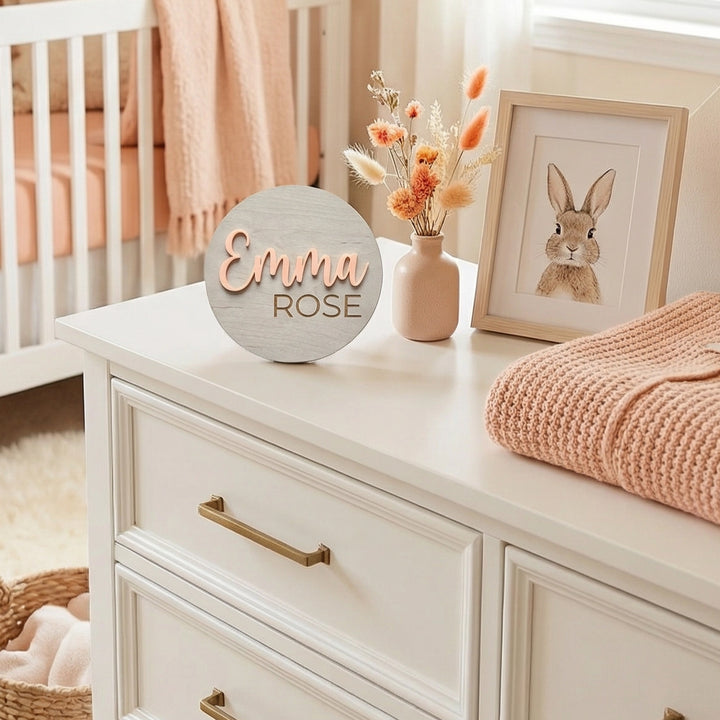 Personalized Wooden Birth Announcement Sign Set (Set of 2) – Hospital Newborn Photo Plaques