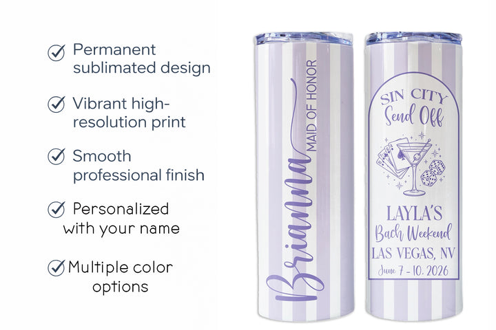 Personalized Bachelorette Tumblers | Custom Bride & Bridesmaid Cups | Bach Weekend Party Tumblers | Matching Bridal Party Gift