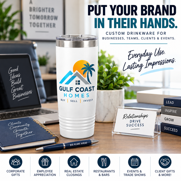 Custom Logo 20 oz Tumbler | Full-Color UV Printed Business Tumbler