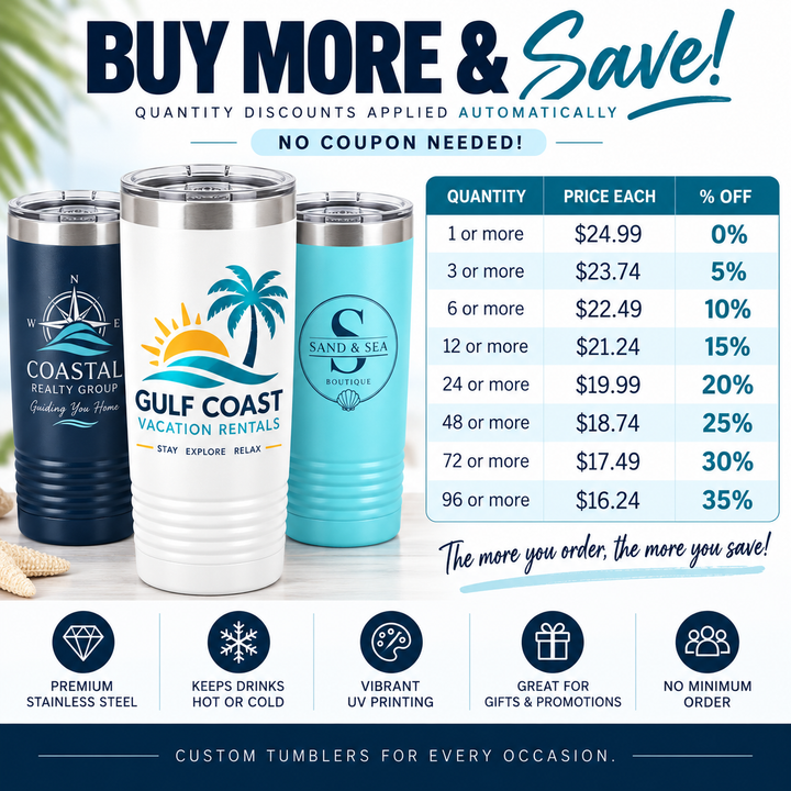 Custom Logo 20 oz Tumbler | Full-Color UV Printed Business Tumbler