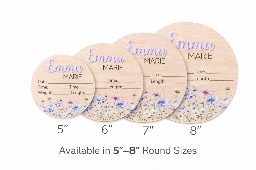 Personalized Baby Birth Stat Sign – Floral Nursery Keepsake