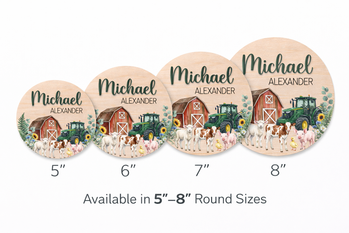 Custom Wooden Baby Name Sign | Barnyard Tractor Theme