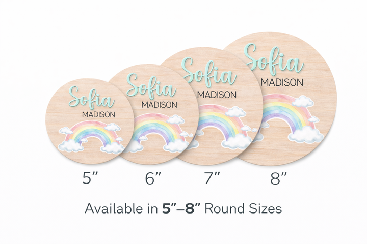 Personalized Rainbow Birth Announcement Sign | Wooden Baby Name Plaque