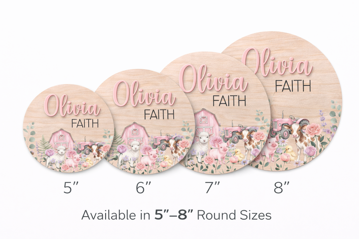 Baby Girl Barnyard Birth Announcement Plaque | Custom Wood Name Sign
