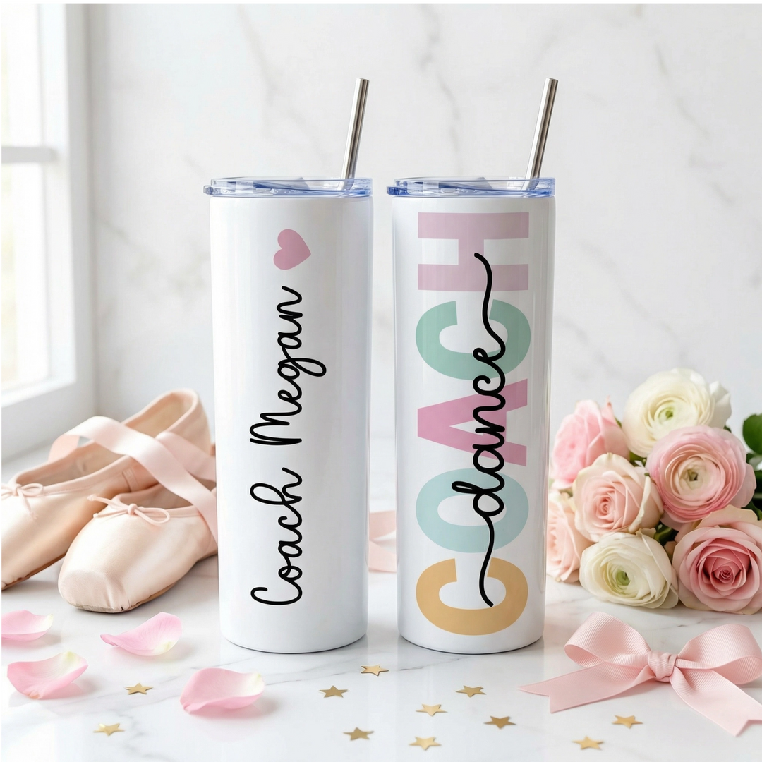Personalized Dance Coach Tumbler | Custom Name 20 oz Skinny Tumbler