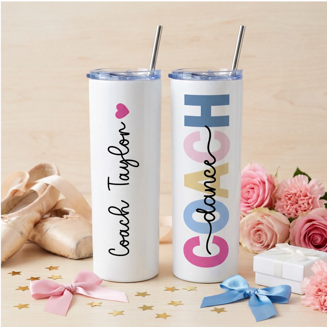 Personalized Dance Coach Tumbler | Custom Name 20 oz Skinny Tumbler