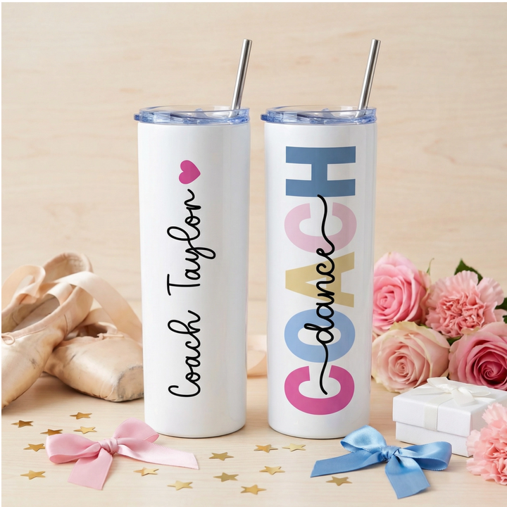 Personalized Dance Coach Tumbler | Custom Name 20 oz Skinny Tumbler