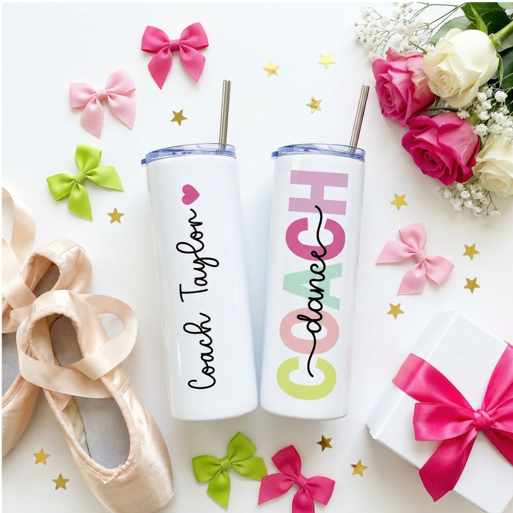 Personalized Dance Coach Tumbler | Custom Name 20 oz Skinny Tumbler