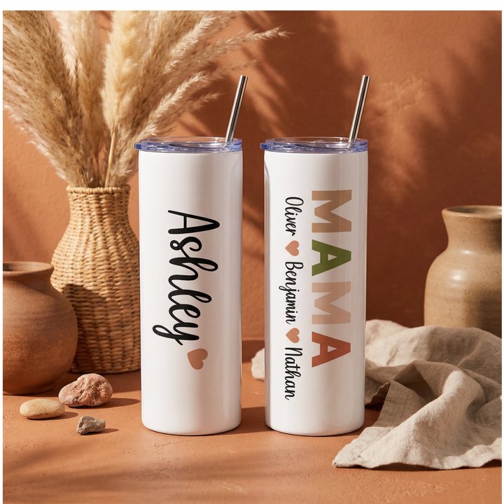 Personalized MAMA Tumbler – 20 oz Custom Stainless Steel Skinny Cup with Kids’ Names