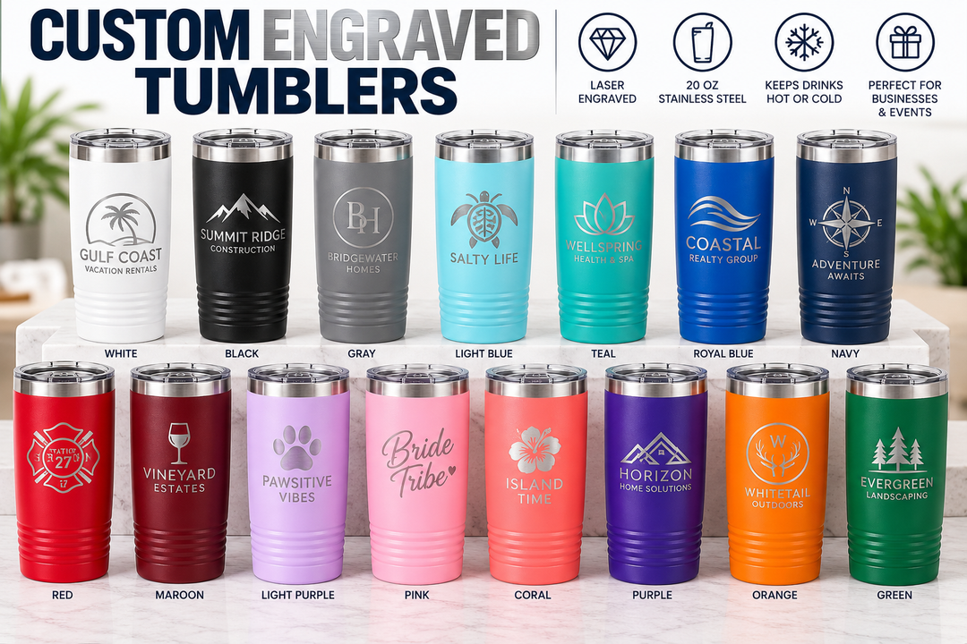 Custom Logo 20 oz Tumbler | Laser Engraved Business Tumblers
