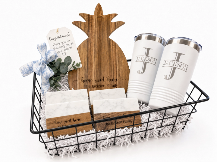 Pineapple Cutting Board Real Estate Closing Gift Set