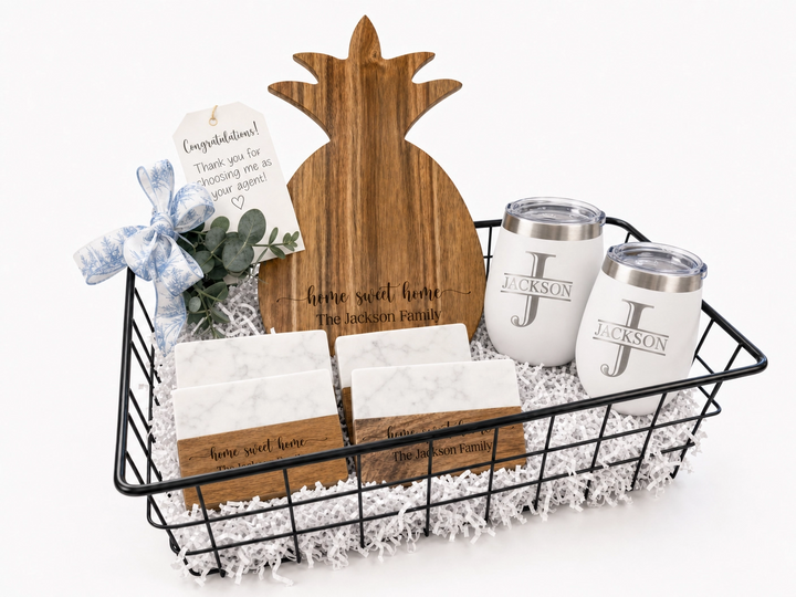 Pineapple Cutting Board Real Estate Closing Gift Set