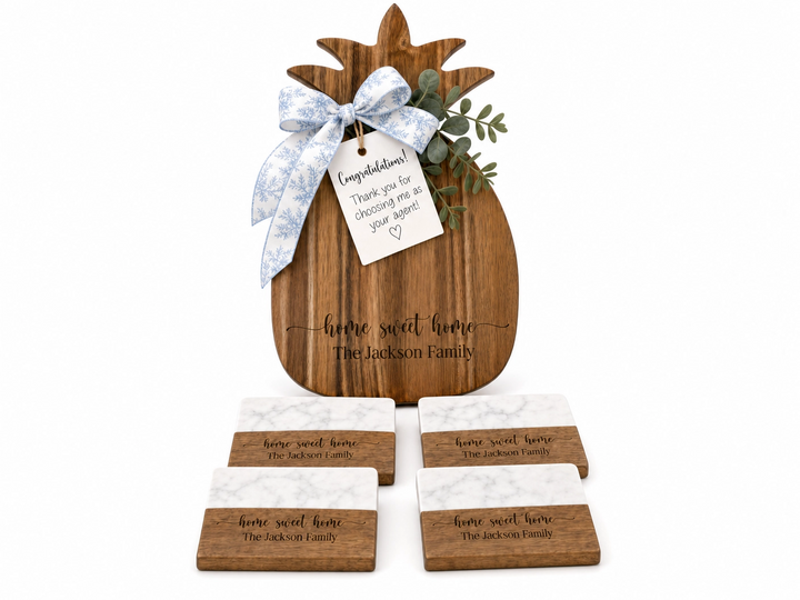 Pineapple Cutting Board Real Estate Closing Gift Set
