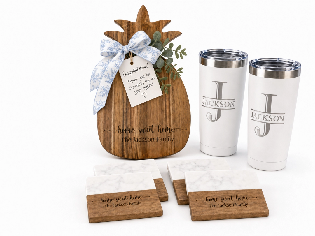 Pineapple Cutting Board Real Estate Closing Gift Set