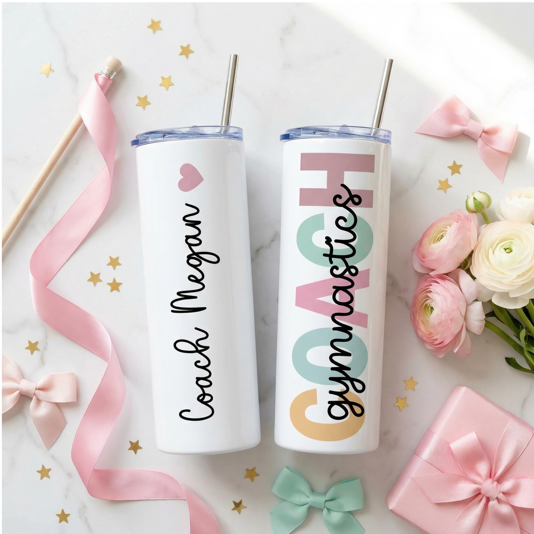 Personalized Gymnastics Coach Tumbler | Custom Skinny Tumbler