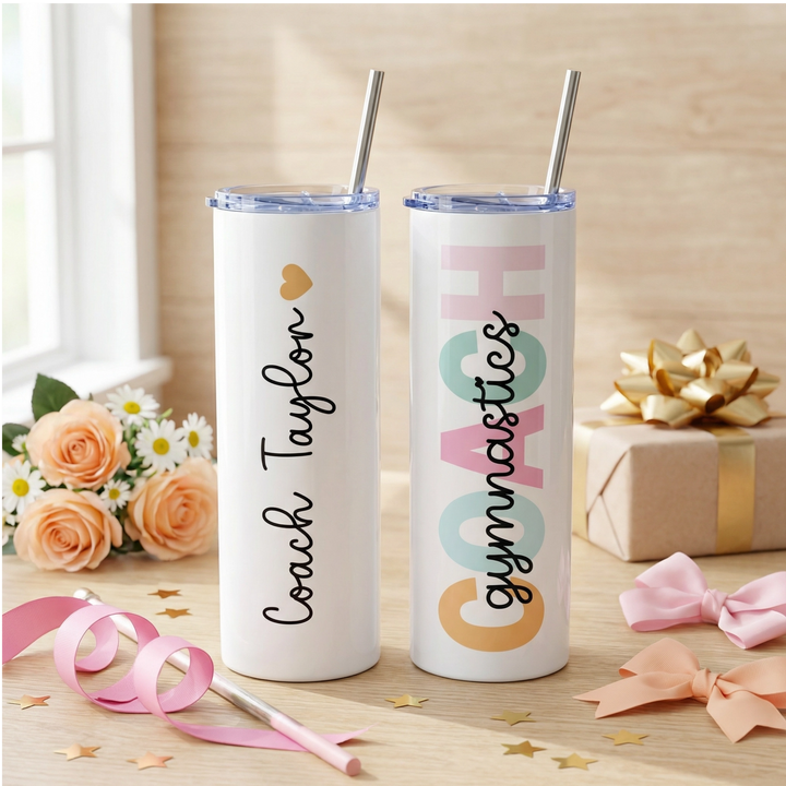 Personalized Gymnastics Coach Tumbler | Custom Skinny Tumbler