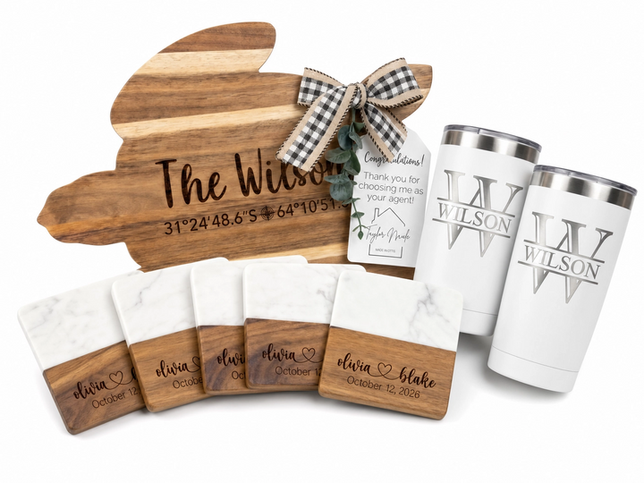 Turtle Cutting Board Real Estate Closing Gift Set