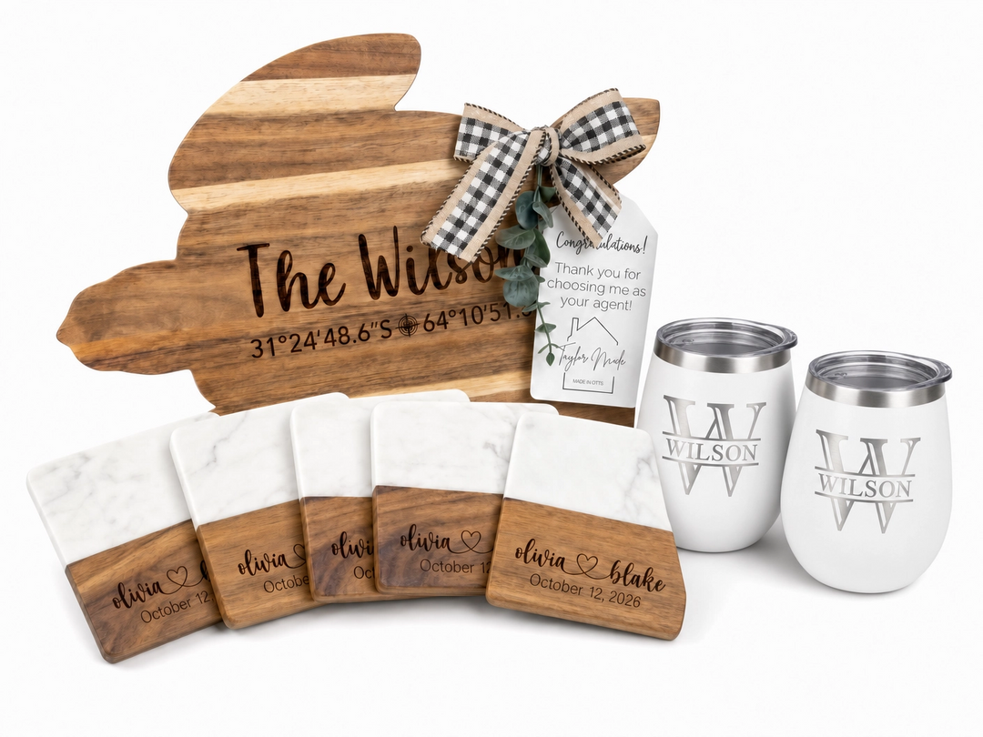 Turtle Cutting Board Real Estate Closing Gift Set