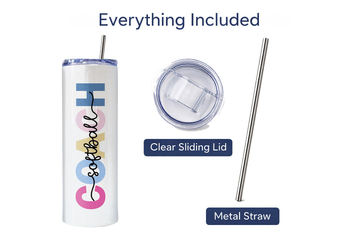 Personalized Softball Tumbler | Custom Skinny Tumbler