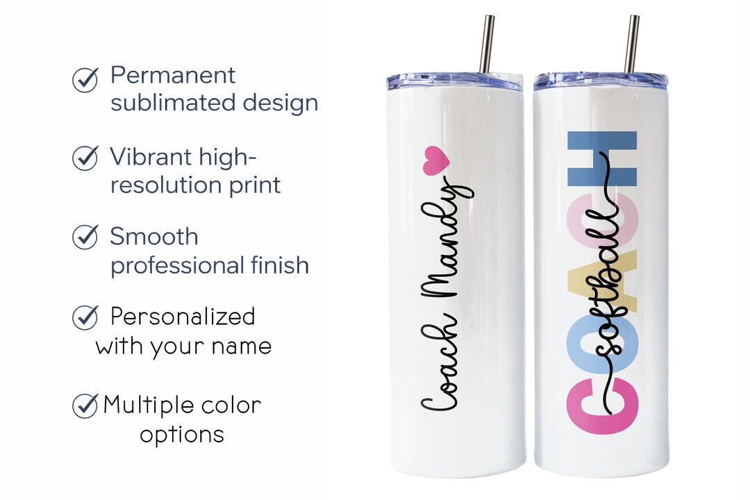 Personalized Softball Tumbler | Custom Skinny Tumbler