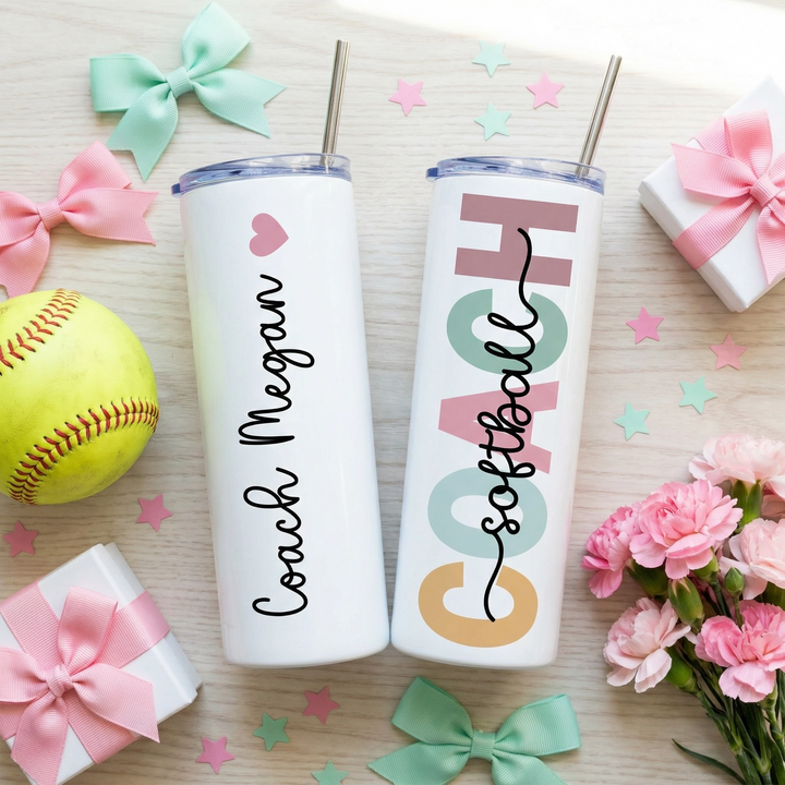 Personalized Softball Tumbler | Custom Skinny Tumbler