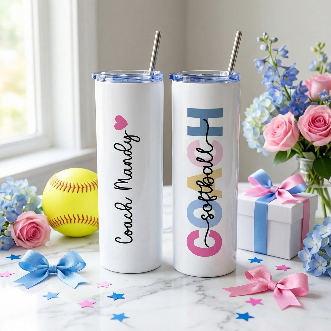 Personalized Softball Tumbler | Custom Skinny Tumbler