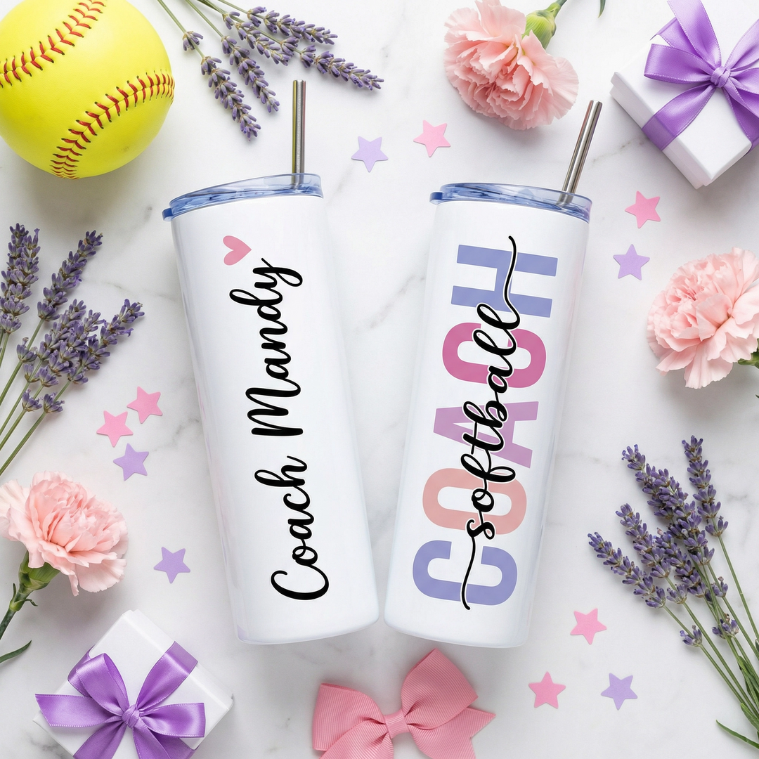Personalized Softball Tumbler | Custom Skinny Tumbler