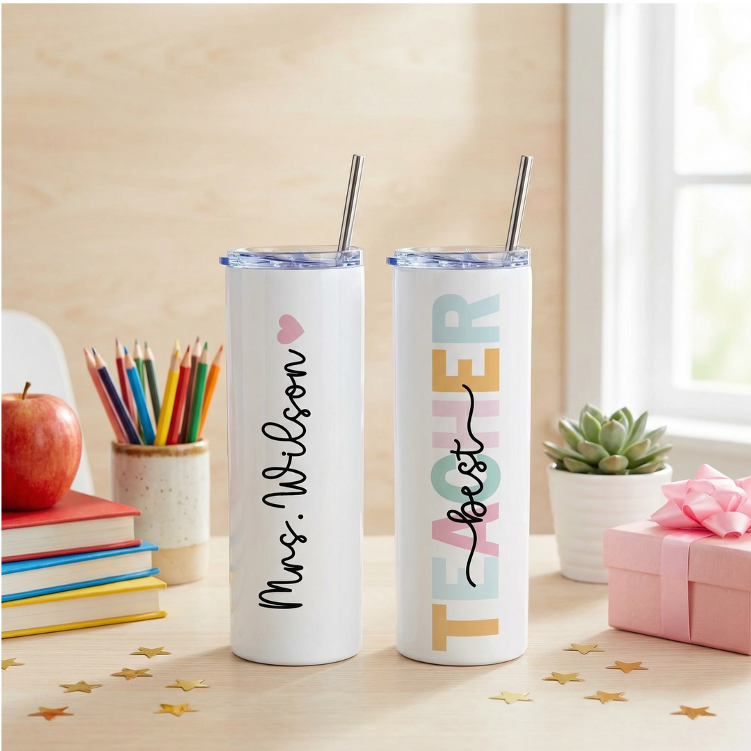 Personalized Best Teacher Tumbler | Custom Skinny Tumbler