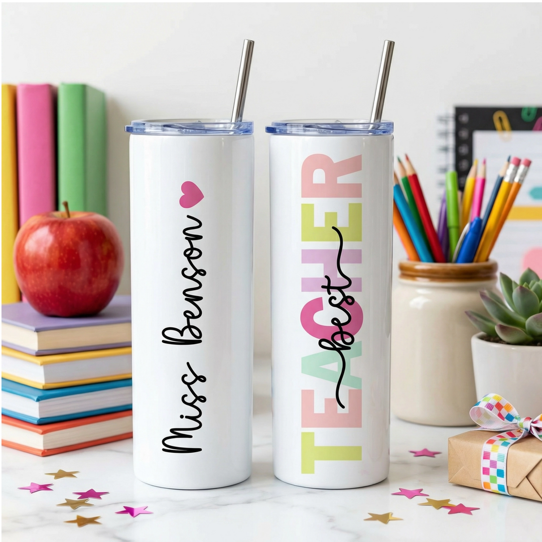 Personalized Best Teacher Tumbler | Custom Skinny Tumbler