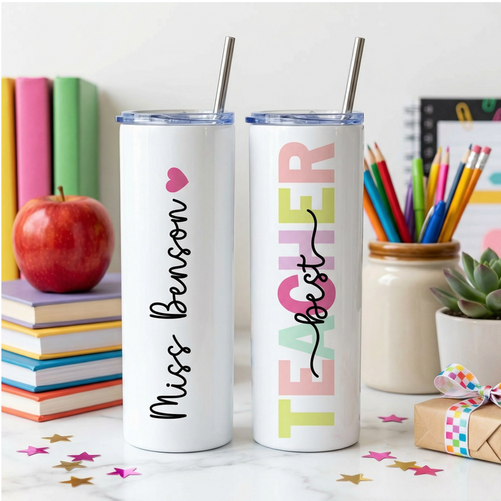 Personalized Best Teacher Tumbler | Custom Skinny Tumbler