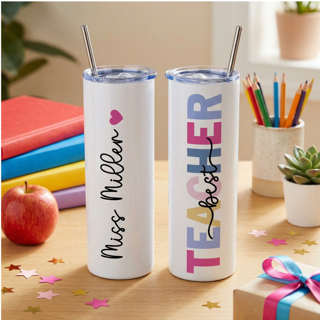 Personalized Best Teacher Tumbler | Custom Skinny Tumbler