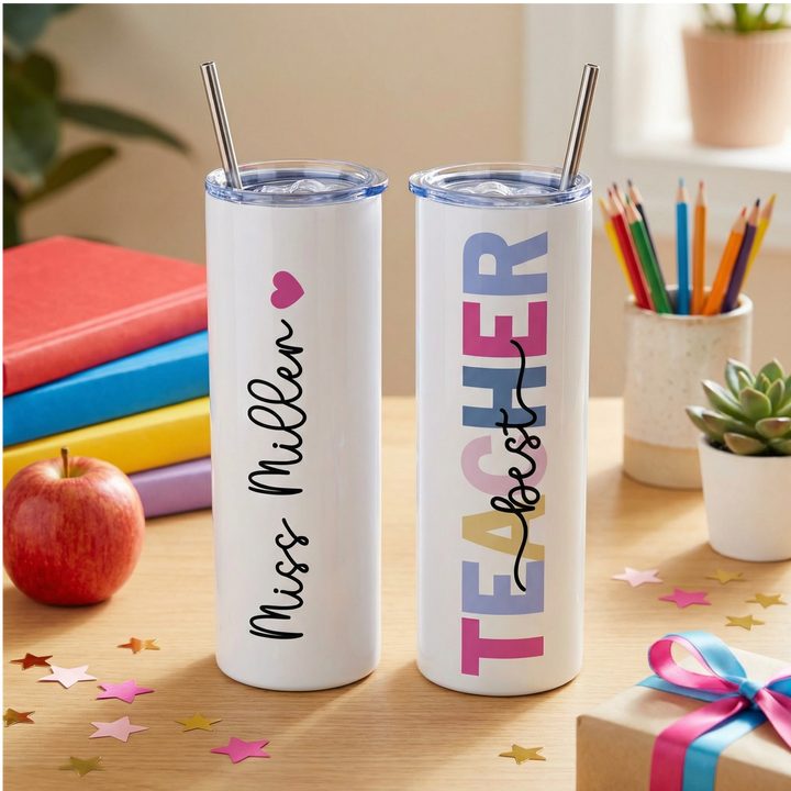 Personalized Best Teacher Tumbler | Custom Skinny Tumbler