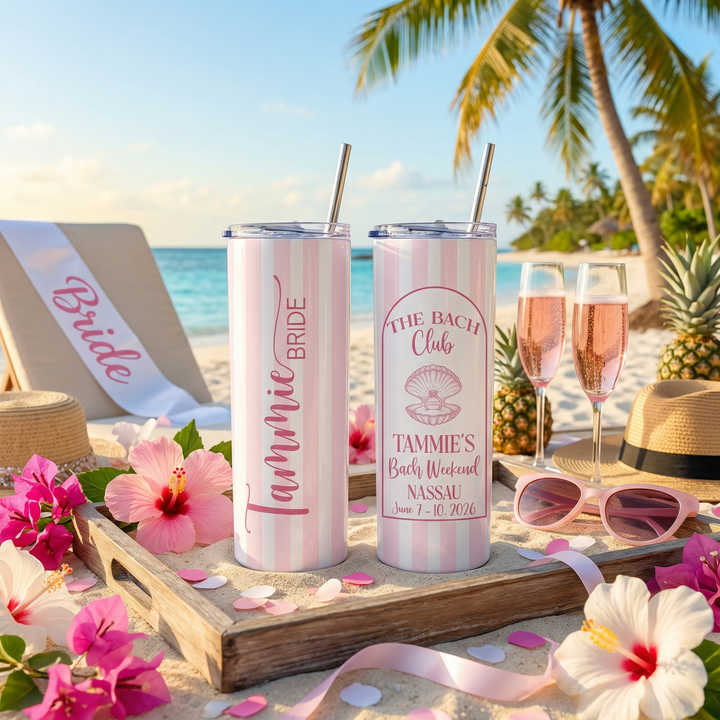 Personalized Bachelorette Tumblers | Custom Bride & Bridesmaid Cups | Bach Weekend Party Tumblers | Matching Bridal Party Gift