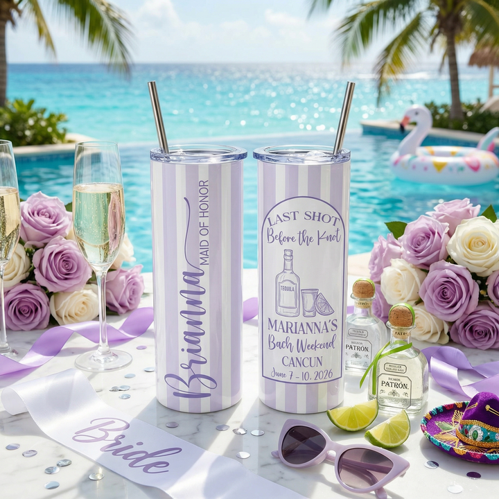 Personalized Bachelorette Tumblers | Custom Bride & Bridesmaid Cups | Bach Weekend Party Tumblers | Matching Bridal Party Gift