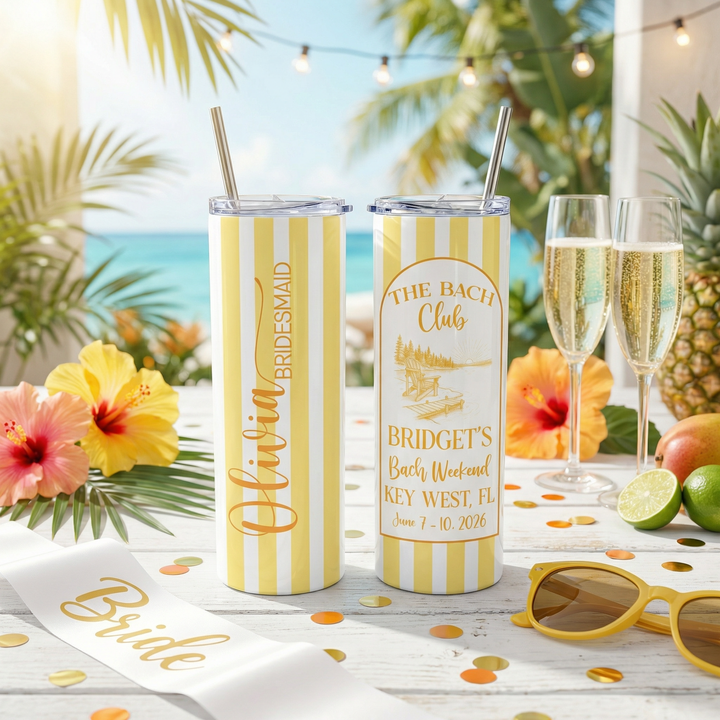 Personalized Bachelorette Tumblers | Custom Bride & Bridesmaid Cups | Bach Weekend Party Tumblers | Matching Bridal Party Gift