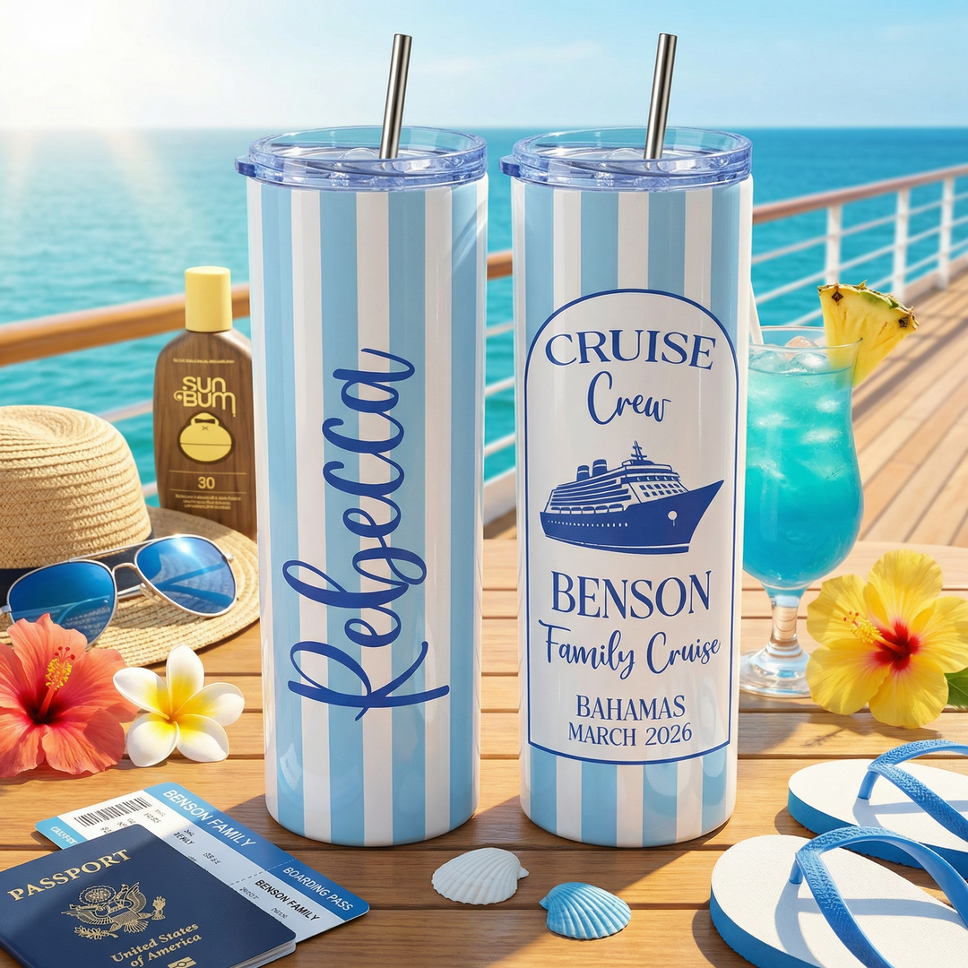 Personalized Cruise Skinny Tumblers | Multiple Colors