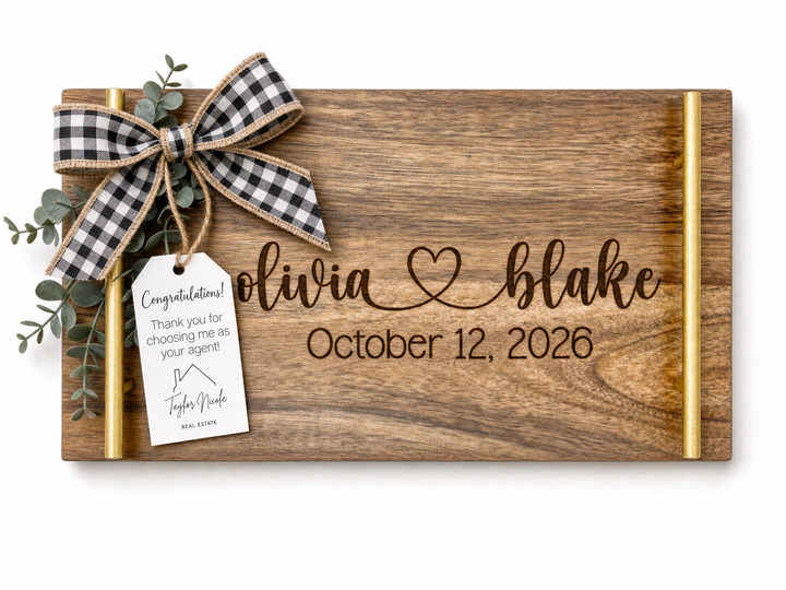 Personalized Acacia Wood Serving Board | Real Estate Closing Gift