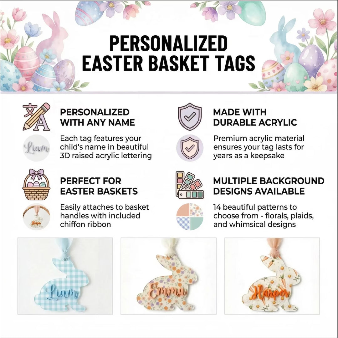 Personalized Easter Basket Name Tag | Custom Easter Bunny Tag