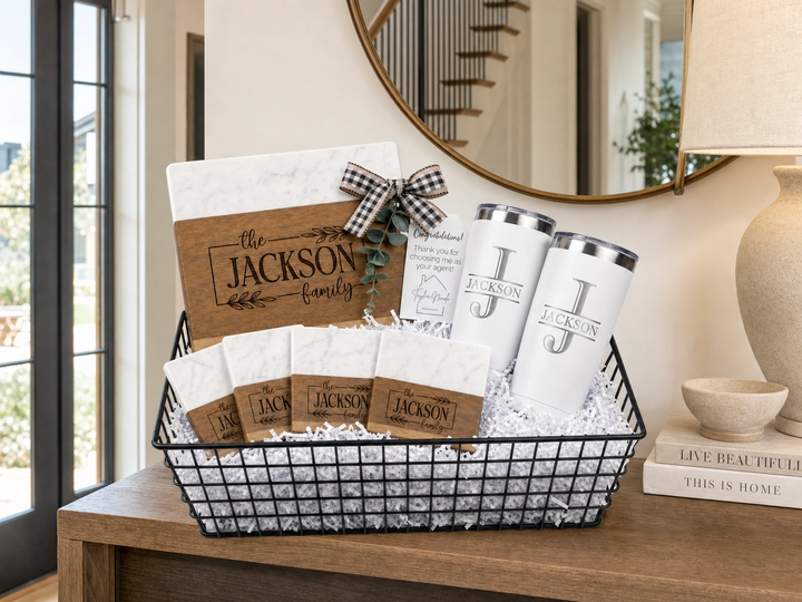 Rectangle Marble & Acacia Wood Closing Gift Set