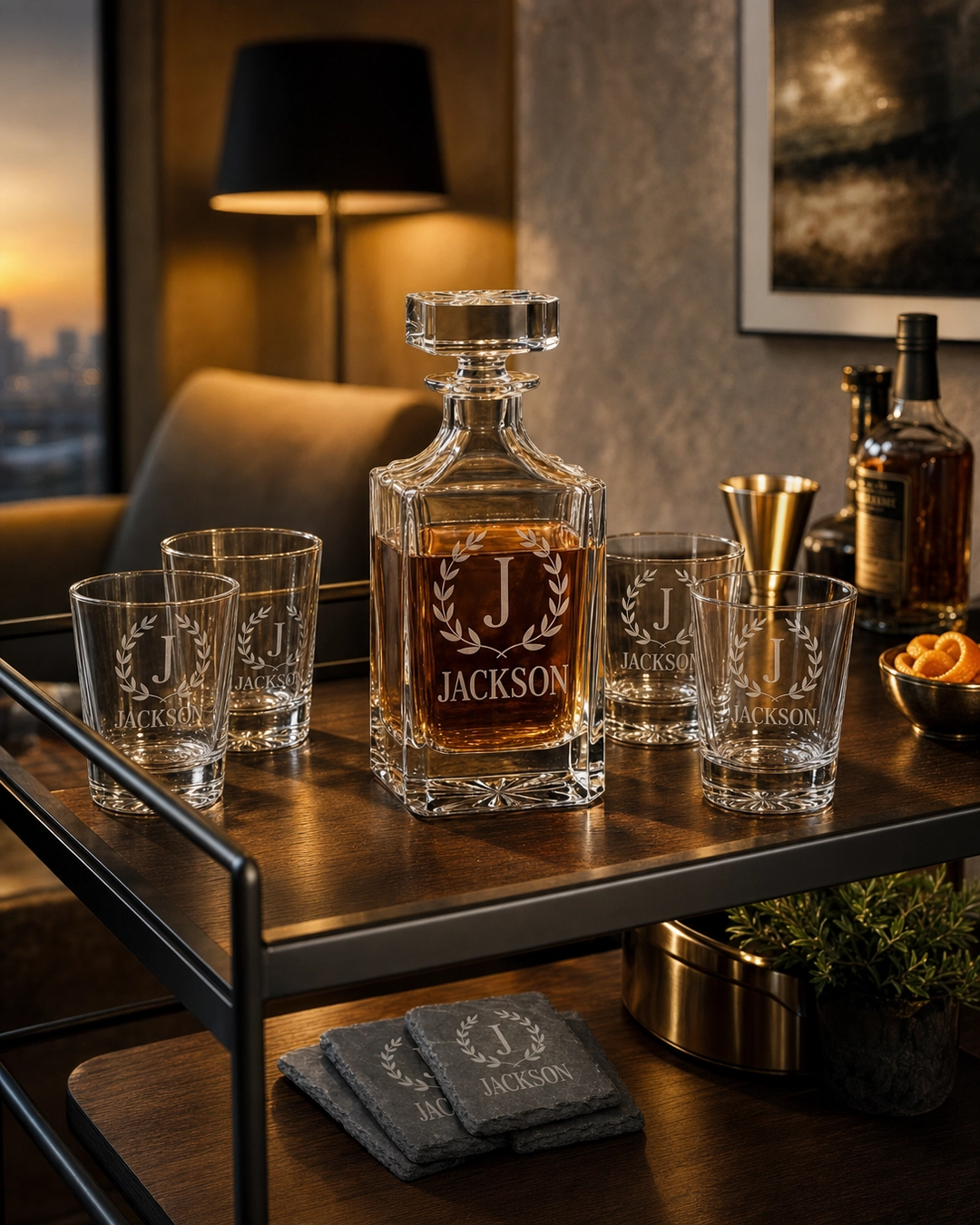 Personalized Whiskey Decanter Closing Gift Set