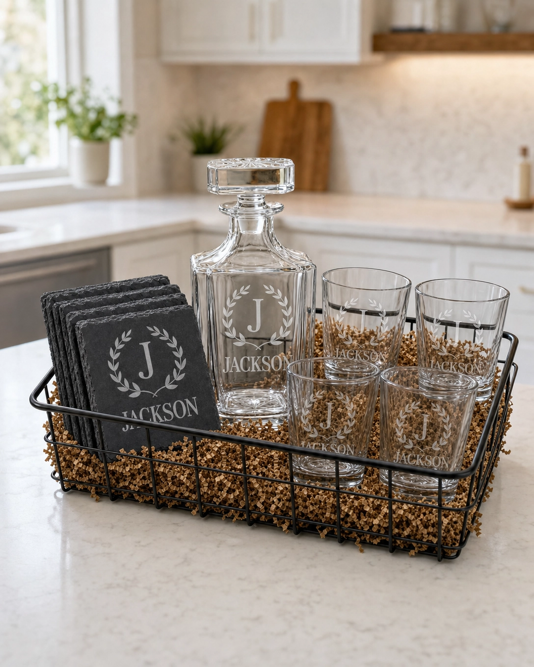 Personalized Whiskey Decanter Closing Gift Set