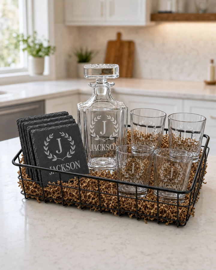 Personalized Whiskey Decanter Closing Gift Set